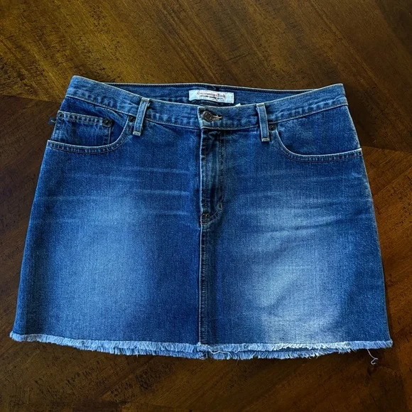 Vintage Abercrombie & Fitch Dark Blue Denim Mini Skirt - Picture 1 of 9